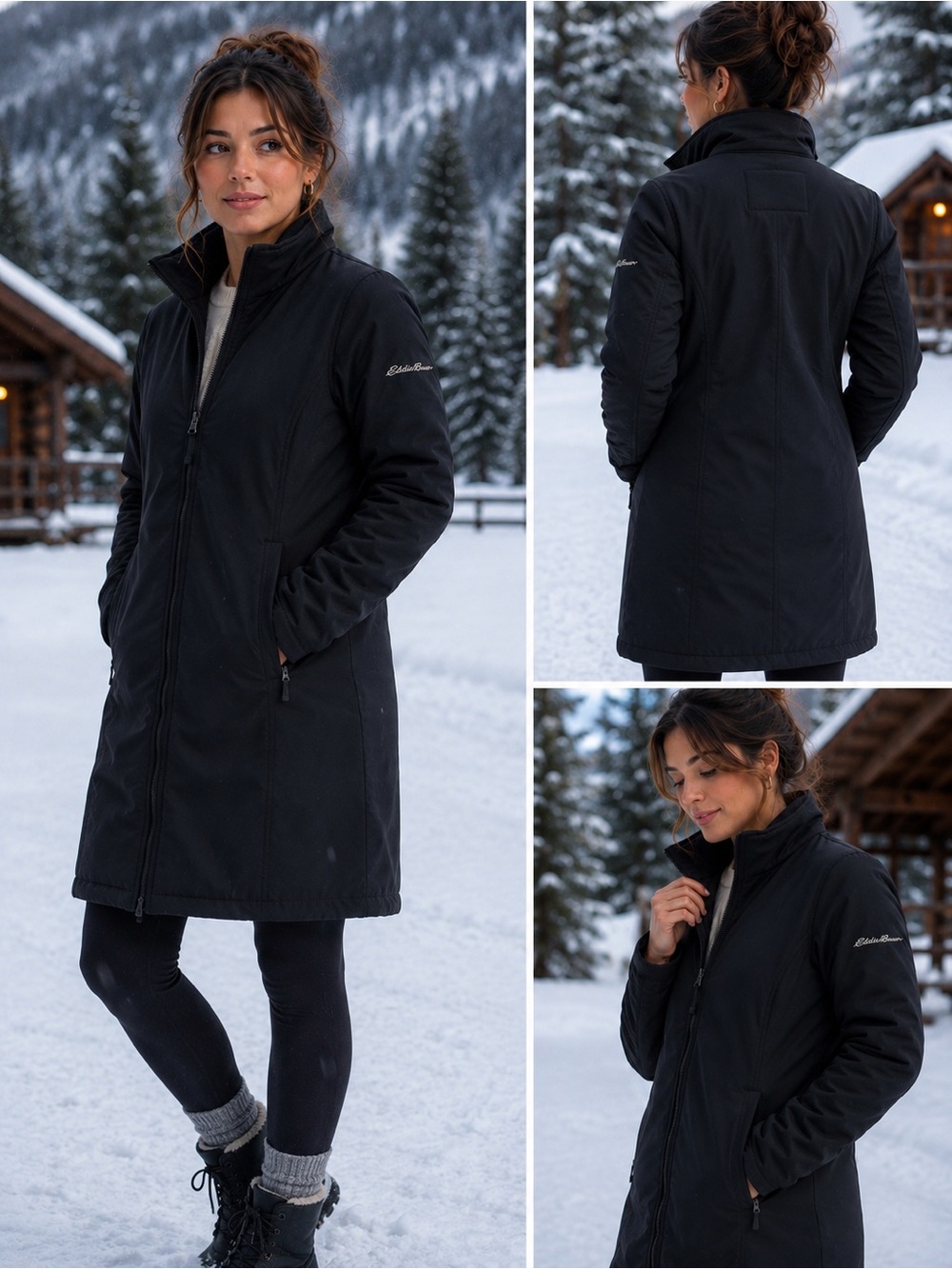 Eddie Bauer Women's Black Long Coat